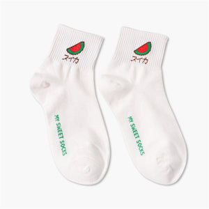 Fruit Embroidery Socks